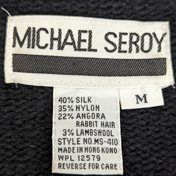 Micheal Seroy Beaded Angora Rabbit and Lambswool Cropped Cardigan Medium - Picture 10 of 10